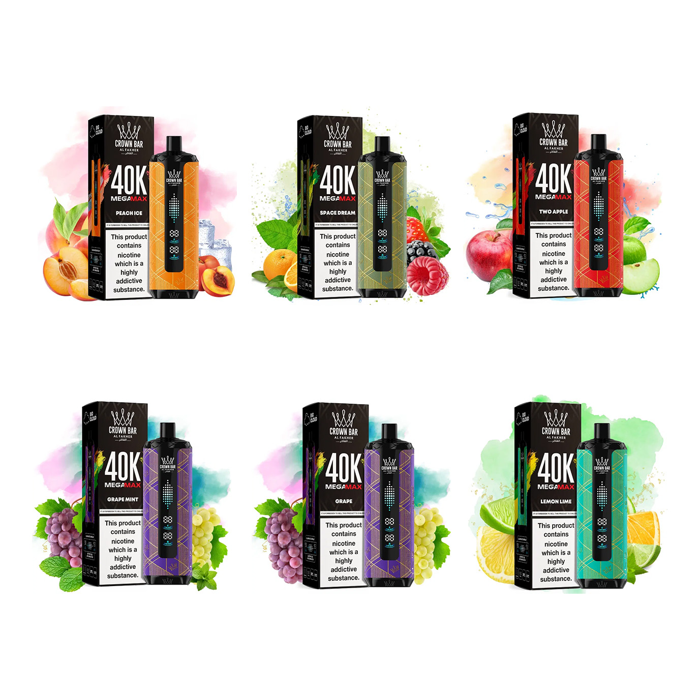 阿尔法赫40000口一次性电子烟-Led大屏幕显示电量油量